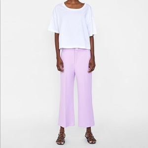 NWT Zara lilac wide leg crop pants